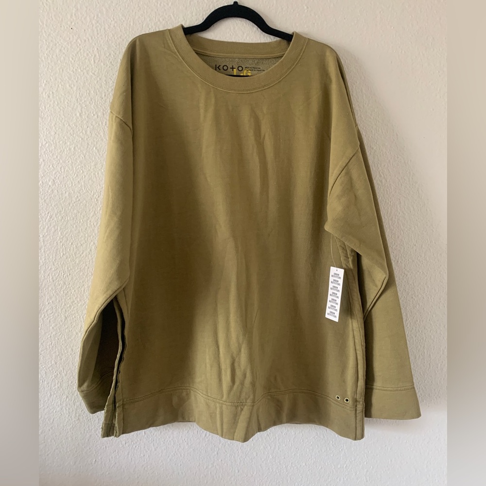 NWT KOTO Mustard Green Sweater Top